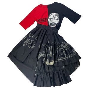 Asymmetrical grunge abstract dress